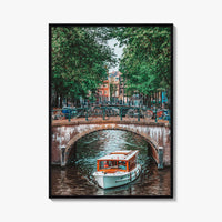 Amsterdam Fine Art Photo Print, Canal Bridge Boat, Netherlands Wall Poster