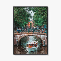 Amsterdam Fine Art Photo Print, Canal Bridge Boat, Netherlands Wall Poster