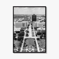 Baton Rouge Skyline Black and White Fine Art Photo Print, Aerial, Louisiana Poster, USA