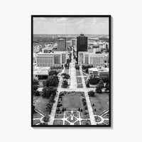 Baton Rouge Skyline Black and White Fine Art Photo Print, Aerial, Louisiana Poster, USA