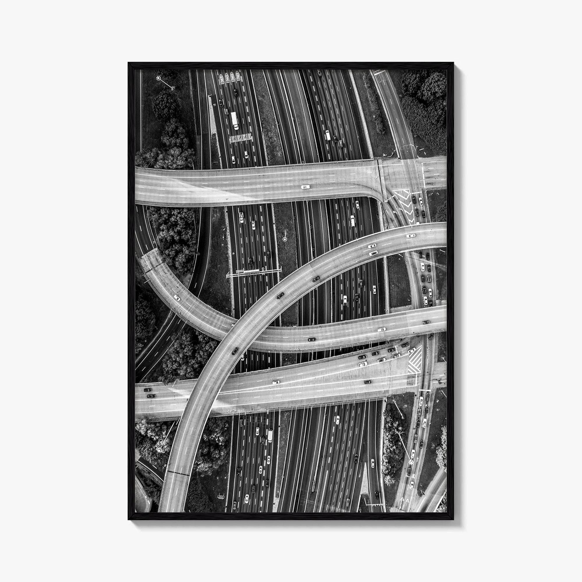 Atlanta Black and White Fine Art Photo Print, Georgia USA Poster, ATL Highway Interchange