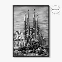 Barcelona Black and White Fine Art Photo Print, Sagrada Familia Gaudi Spain Poster