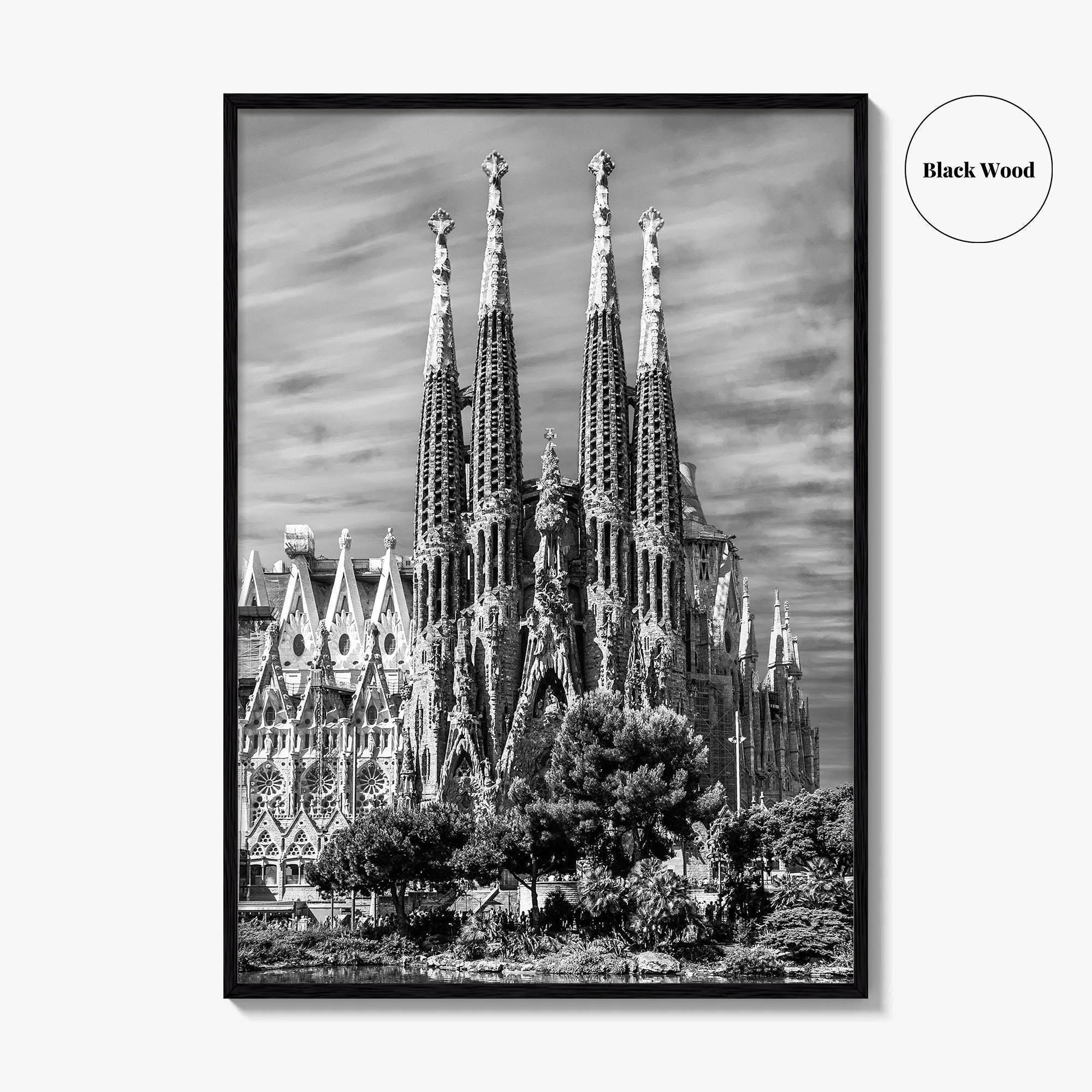 Barcelona Black and White Fine Art Photo Print, Sagrada Familia Gaudi Spain Poster