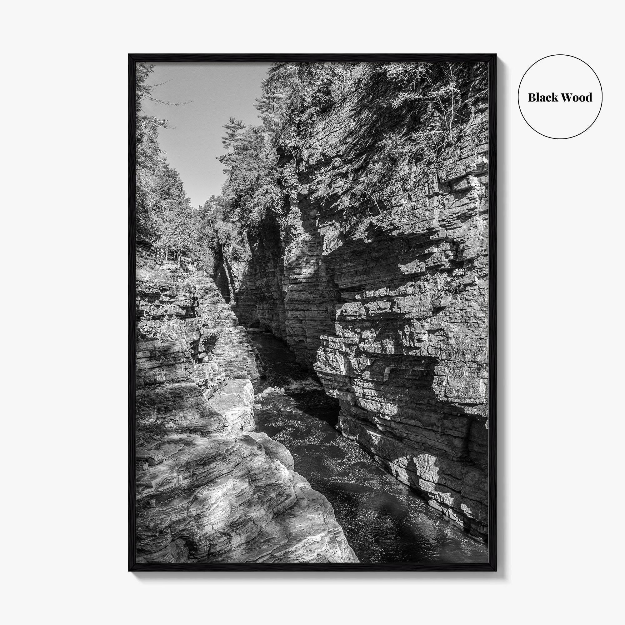 Ausable Chasm Black and White Fine Art Photo Print, Adirondack Mountains New York Poster