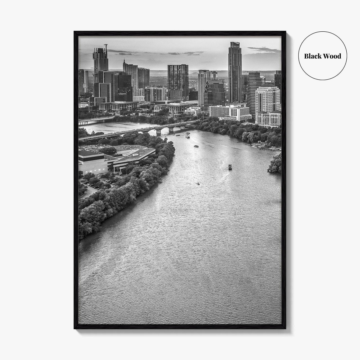 Austin Skyline Black and White Fine Art Photo Print, Texas, USA Poster, Wall Decor
