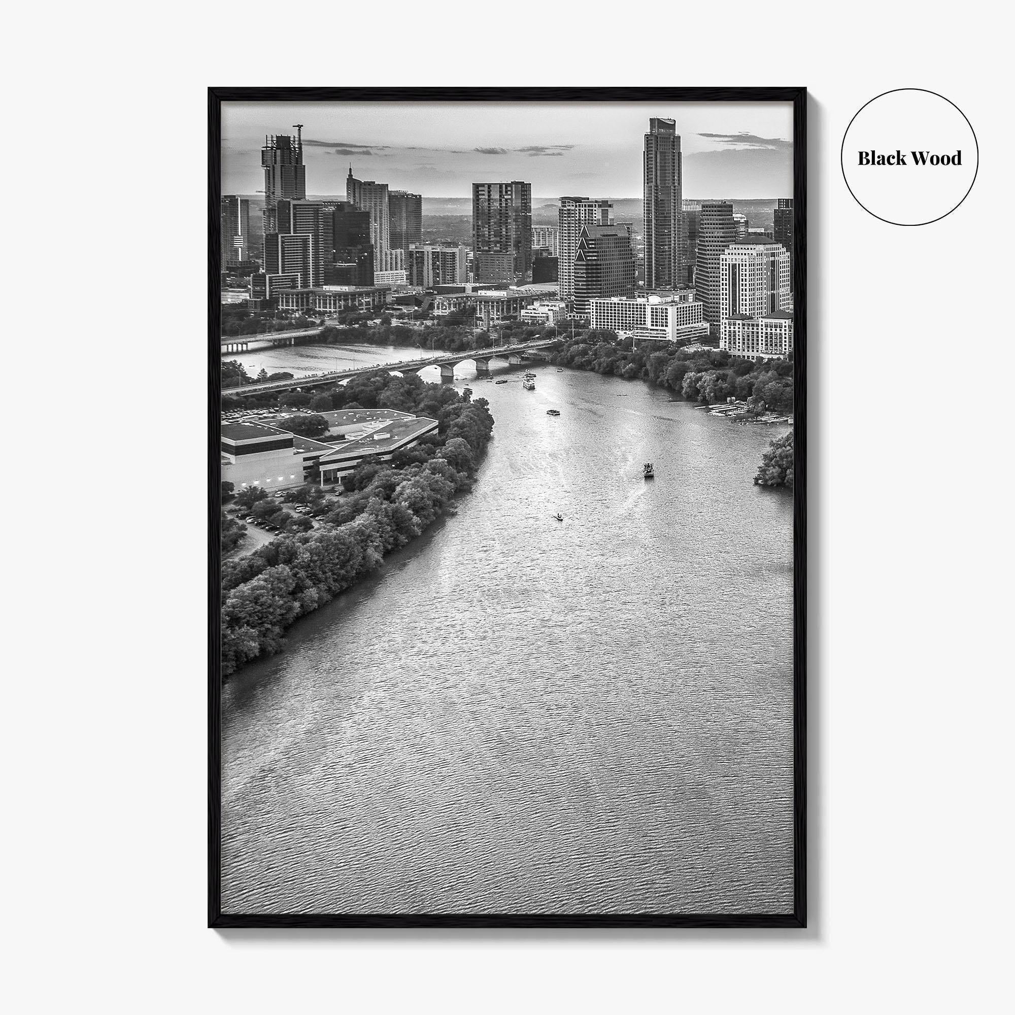 Austin Skyline Black and White Fine Art Photo Print, Texas, USA Poster, Wall Decor