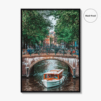 Amsterdam Fine Art Photo Print, Canal Bridge Boat, Netherlands Wall Poster