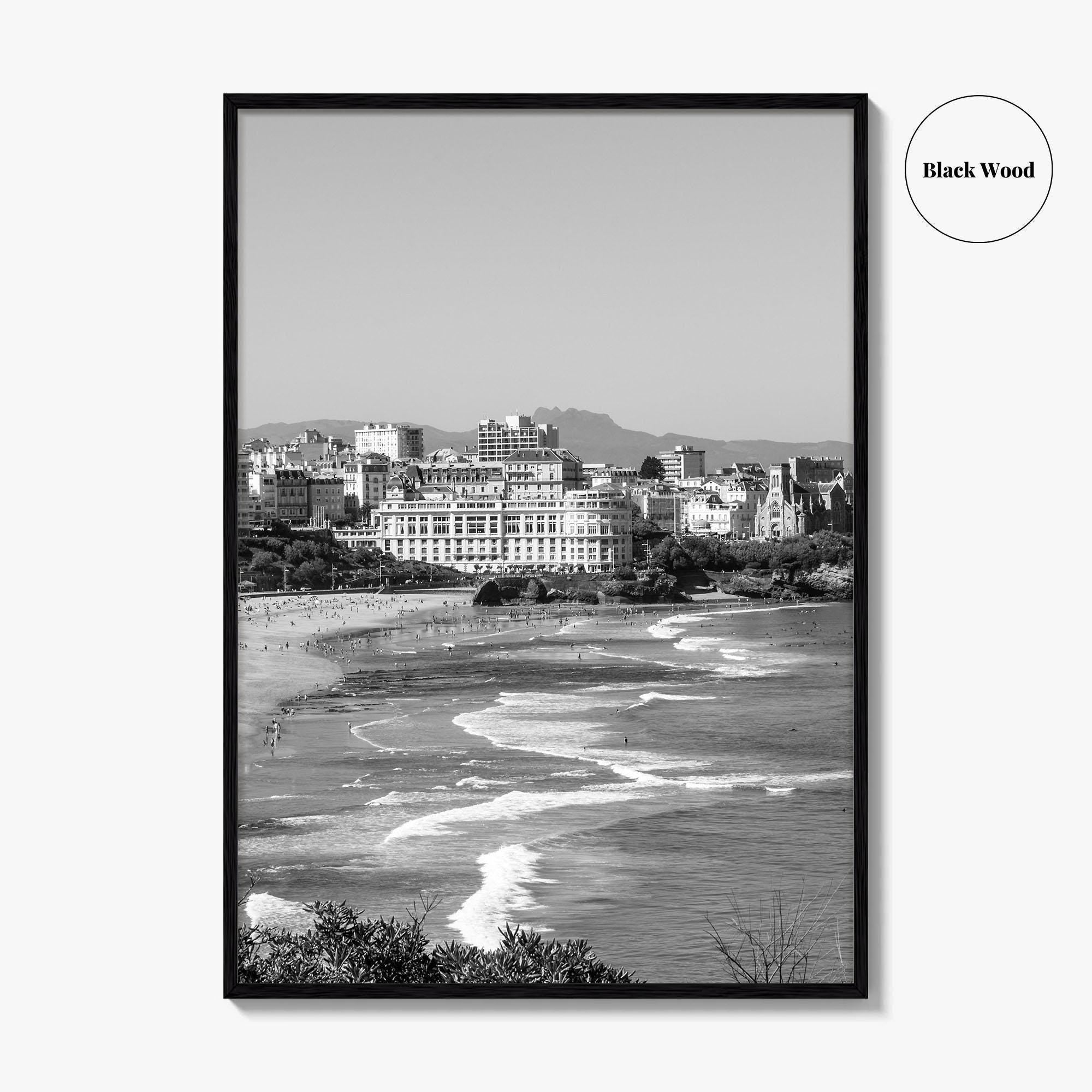 Biarritz Black and White Fine Art Photo Print, Basque France, Grande Plage Poster