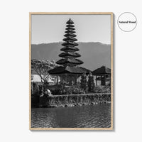 Bali Black and White Fine Art Photo Print, Ulun Danu Temple, Lake Beratan Poster