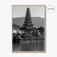 Bali Black and White Fine Art Photo Print, Ulun Danu Temple, Lake Beratan Poster