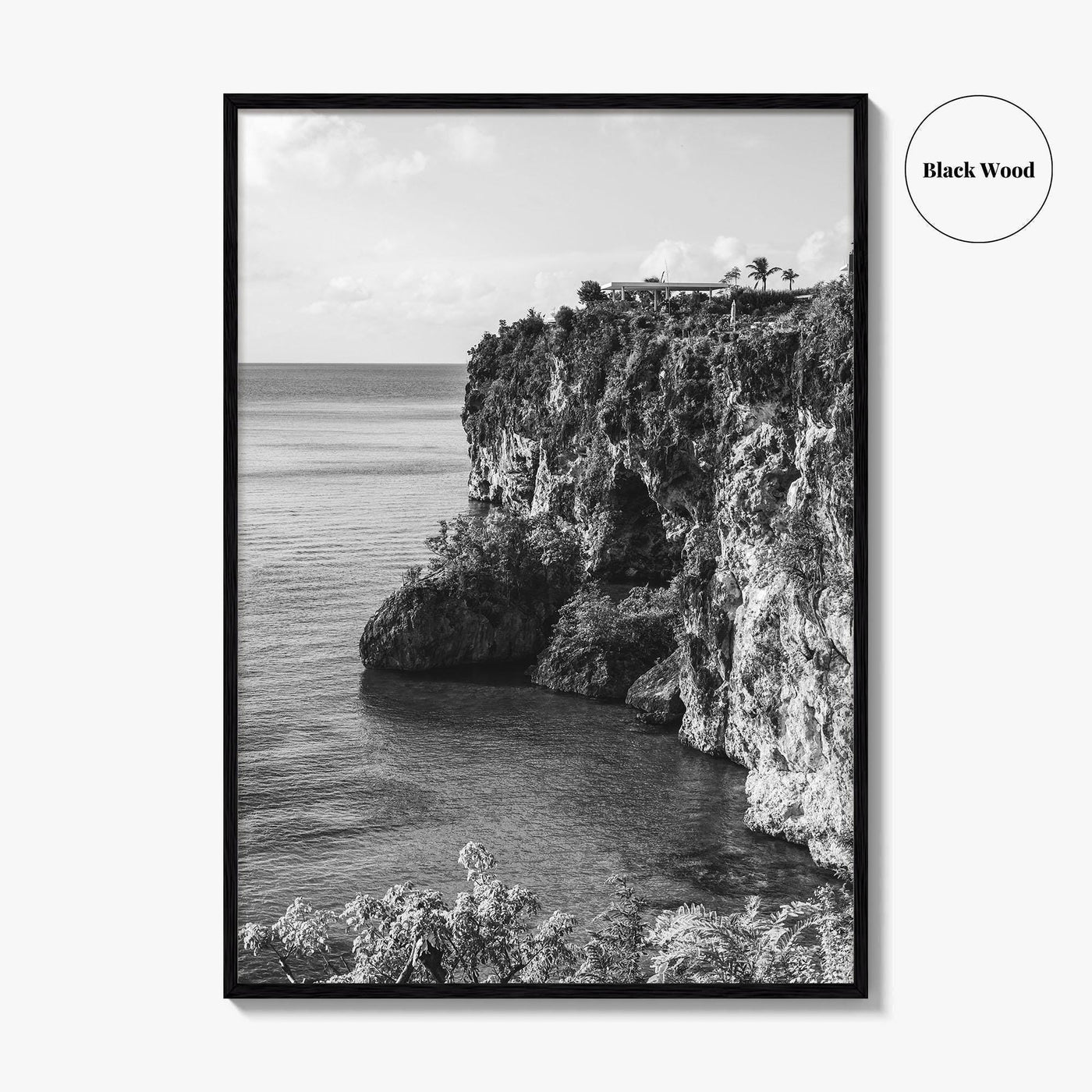 Anguilla Black and White Fine Art Photo Print, Caribbean Coastline Cliffs, Bahamas Poster