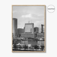 Baltimore Skyline Black and White Fine Art Photo Print, Inner Harbor Maryland Poster