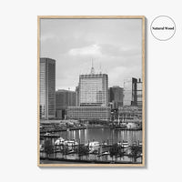 Baltimore Skyline Black and White Fine Art Photo Print, Inner Harbor Maryland Poster