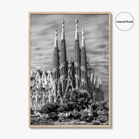 Barcelona Black and White Fine Art Photo Print, Sagrada Familia Gaudi Spain Poster