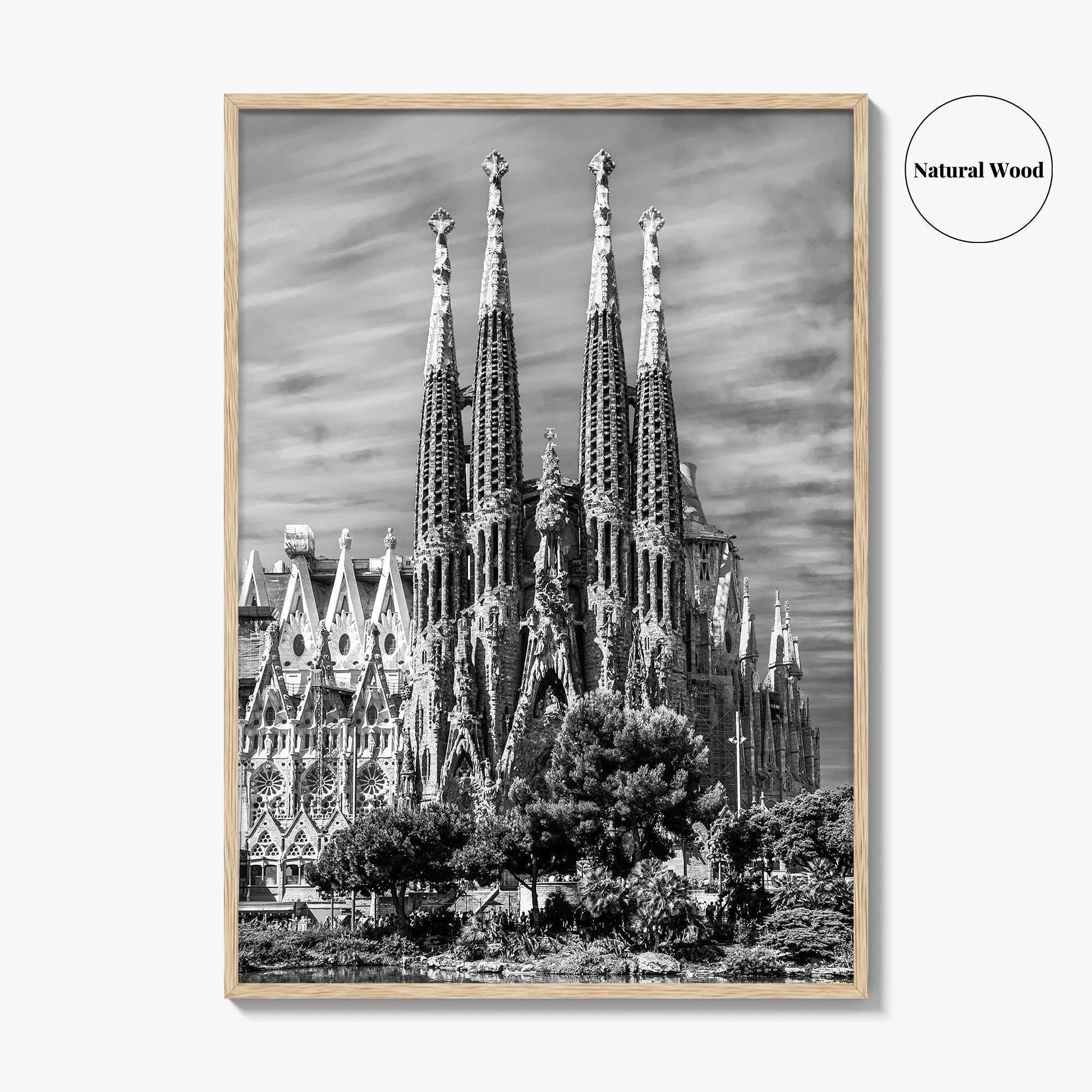 Barcelona Black and White Fine Art Photo Print, Sagrada Familia Gaudi Spain Poster