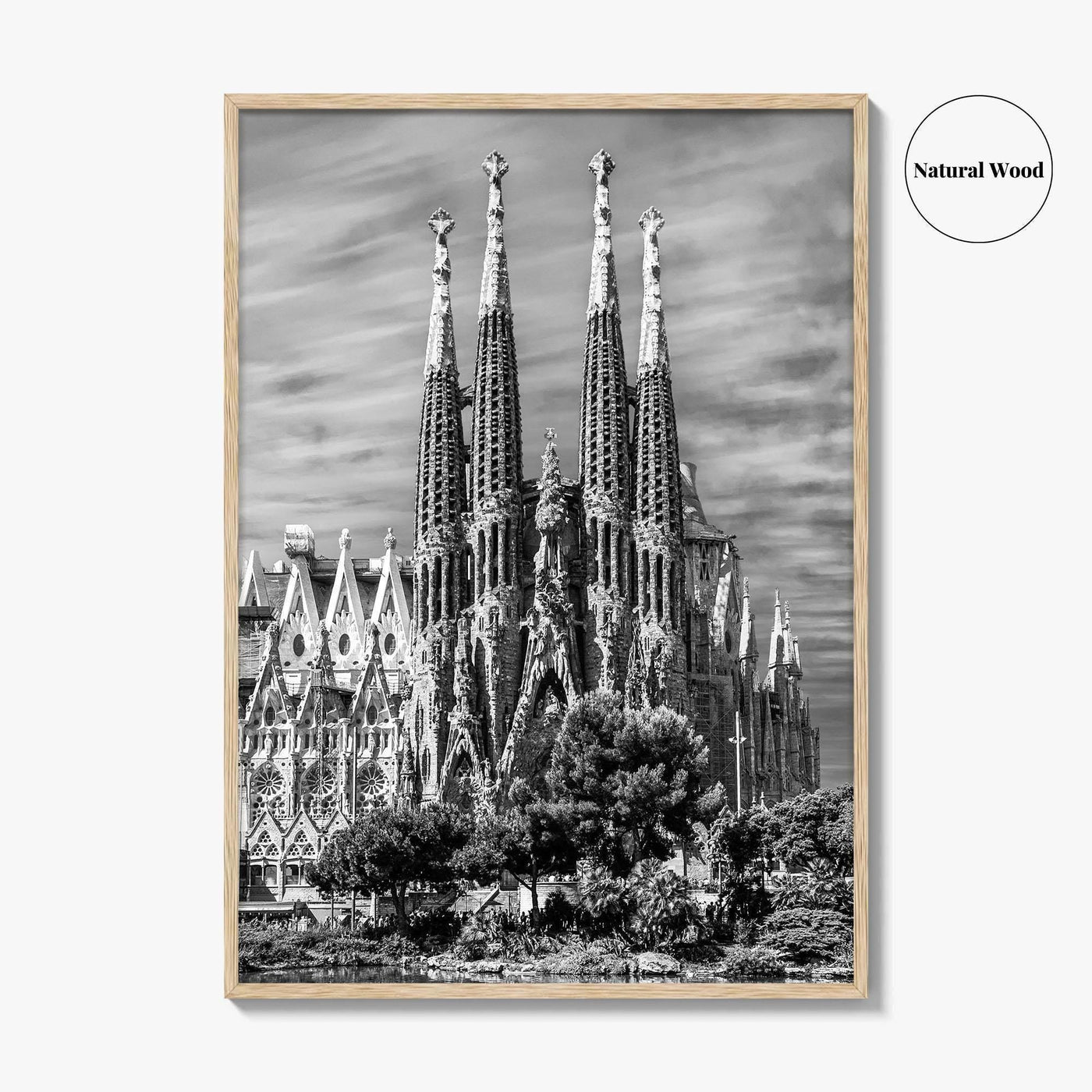Barcelona Black and White Fine Art Photo Print, Sagrada Familia Gaudi Spain Poster