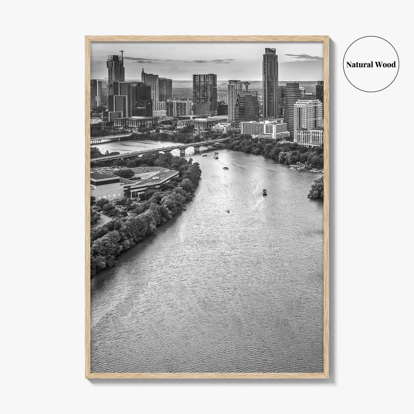 Austin Skyline Black and White Fine Art Photo Print, Texas, USA Poster, Wall Decor