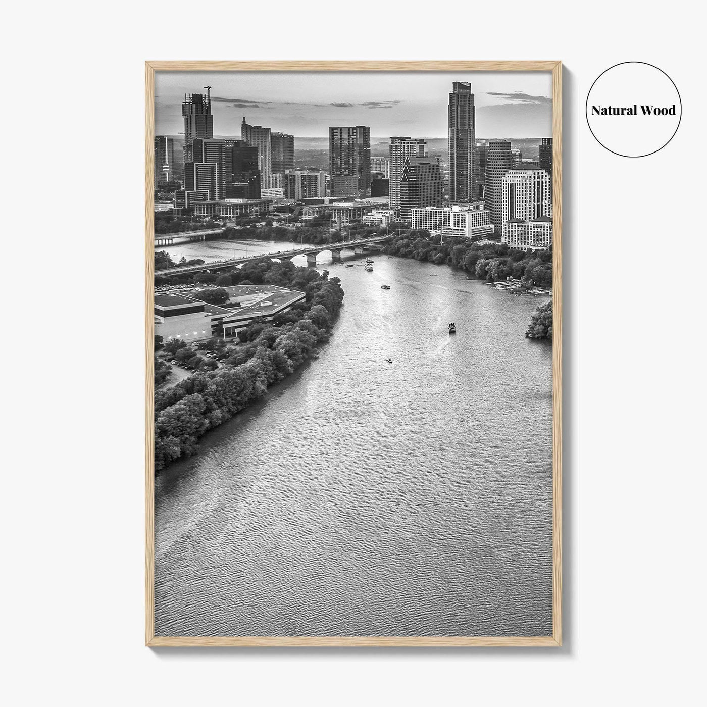 Austin Skyline Black and White Fine Art Photo Print, Texas, USA Poster, Wall Decor