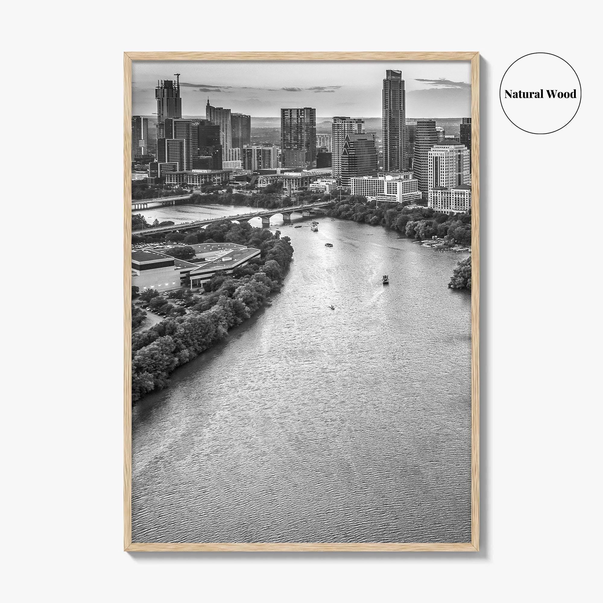 Austin Skyline Black and White Fine Art Photo Print, Texas, USA Poster, Wall Decor