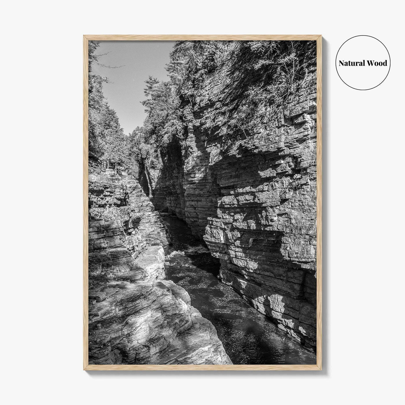 Ausable Chasm Black and White Fine Art Photo Print, Adirondack Mountains New York Poster