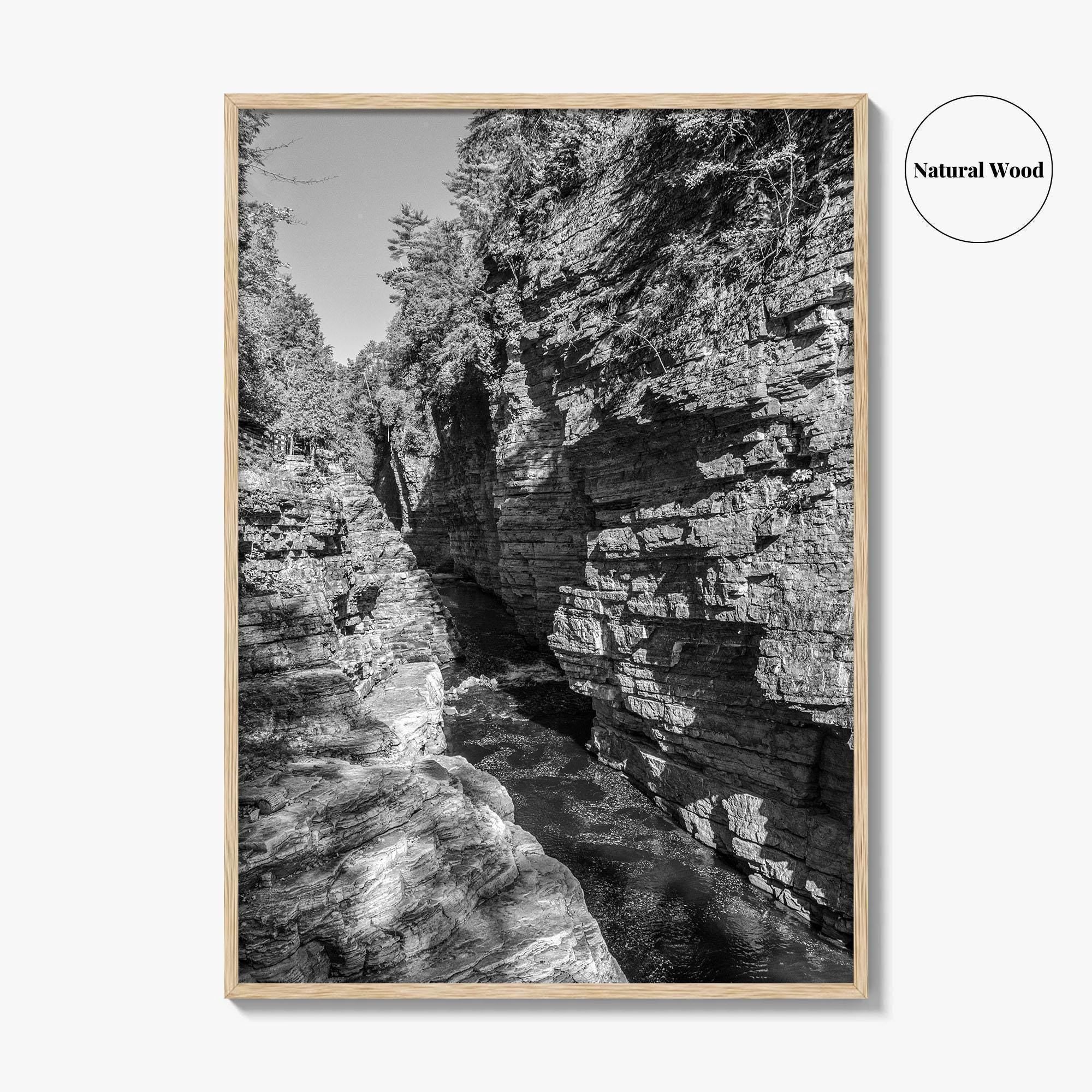 Ausable Chasm Black and White Fine Art Photo Print, Adirondack Mountains New York Poster