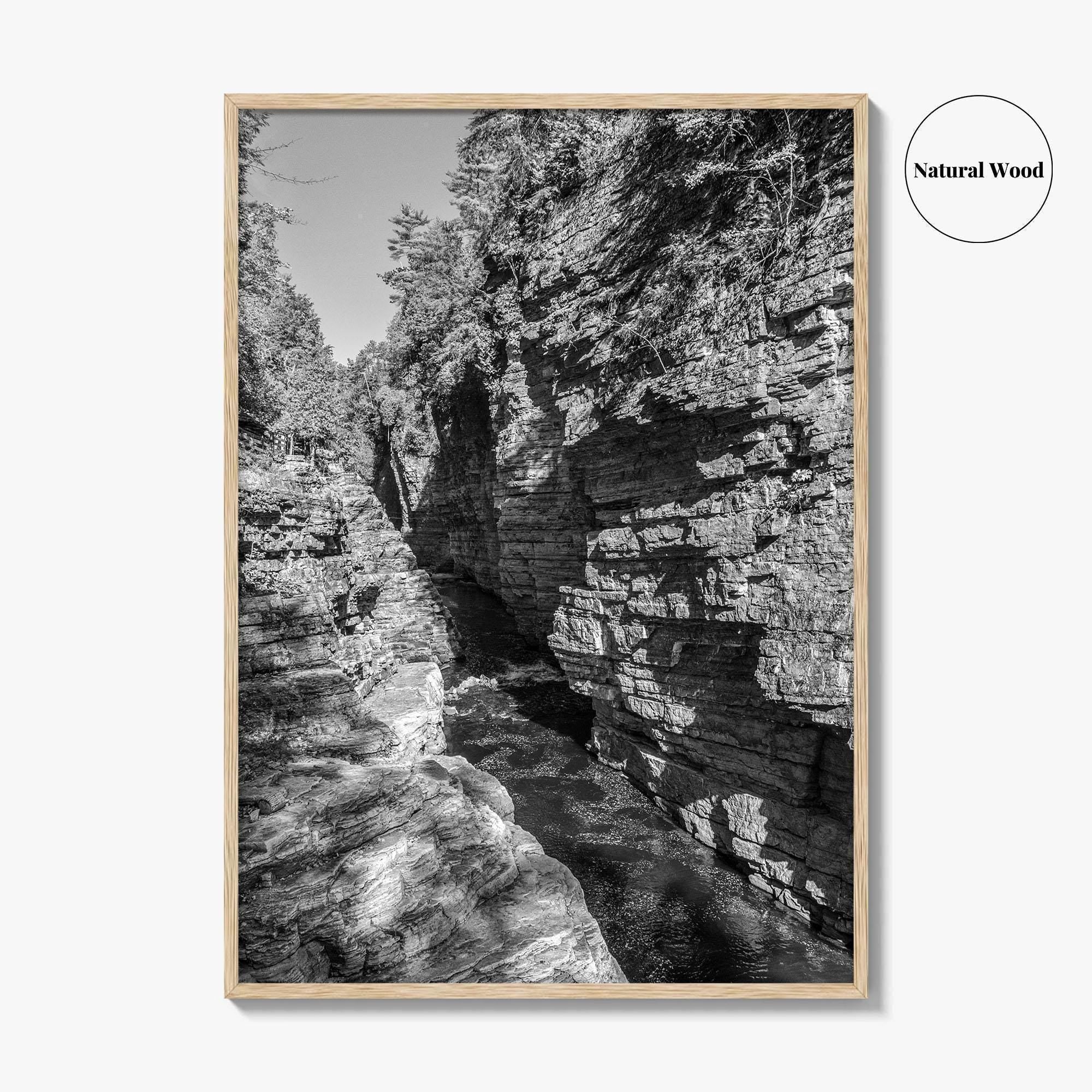 Ausable Chasm Black and White Fine Art Photo Print, Adirondack Mountains New York Poster