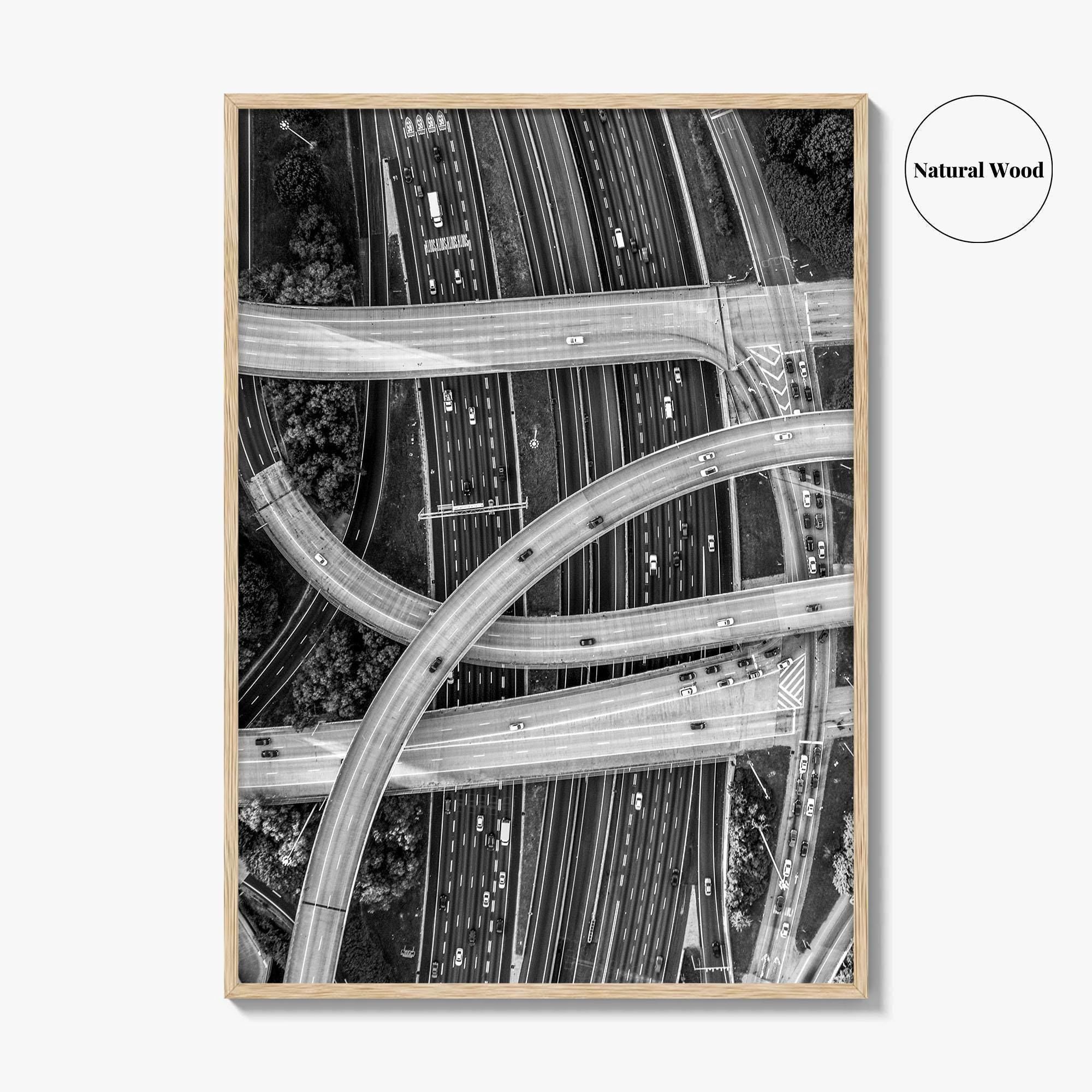 Atlanta Black and White Fine Art Photo Print, Georgia USA Poster, ATL Highway Interchange