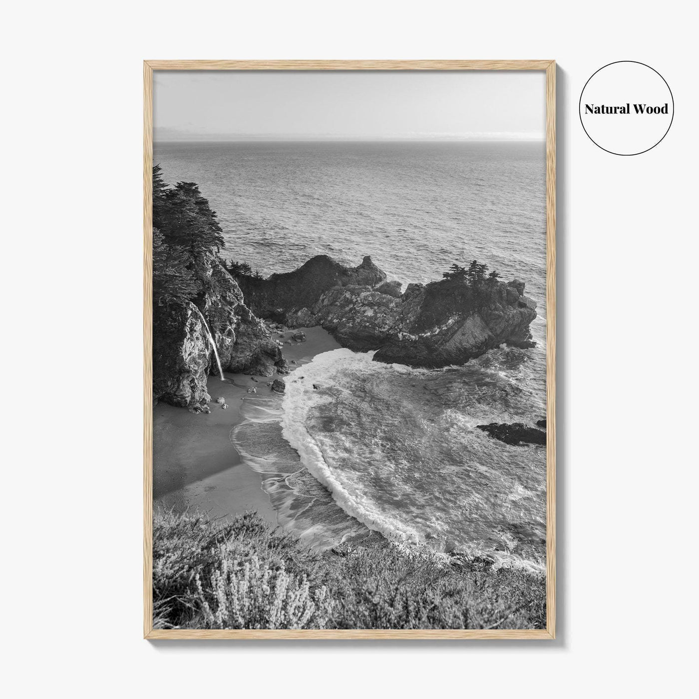 Big Sur Black and White Fine Art Photo Print, McWay Falls California Poster