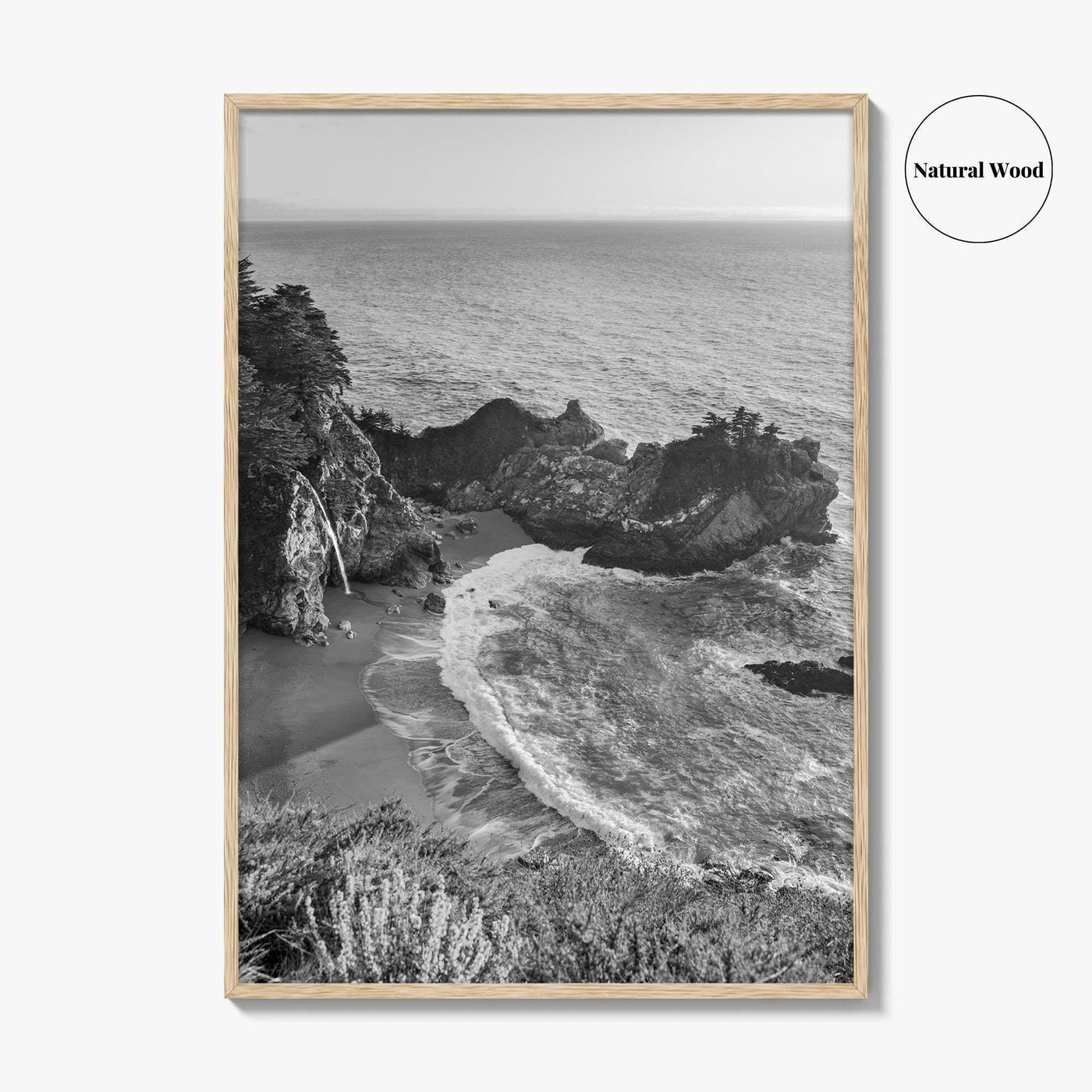 Big Sur Black and White Fine Art Photo Print, McWay Falls California Poster