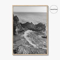 Big Sur Black and White Fine Art Photo Print, McWay Falls California Poster