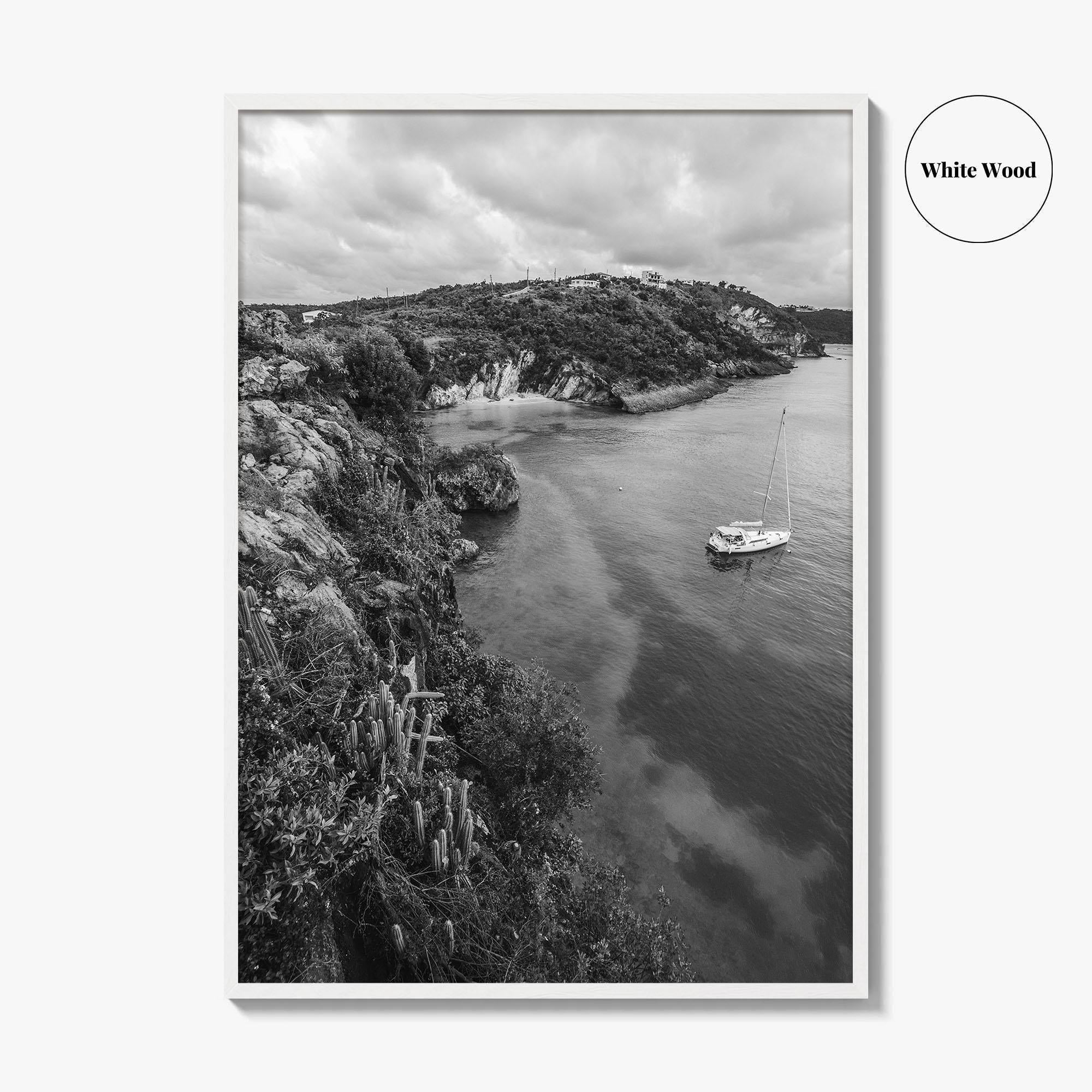 Anguilla Black and White Fine Art Photo Print, Caribbean Island Cliffs, Caribbean Poster