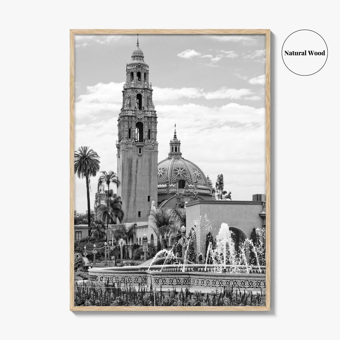 Balboa Park Black and White Fine Art Photo Print, San Diego Fountain, California Poster
