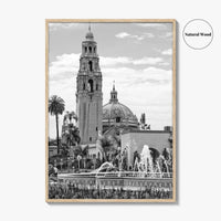 Balboa Park Black and White Fine Art Photo Print, San Diego Fountain, California Poster