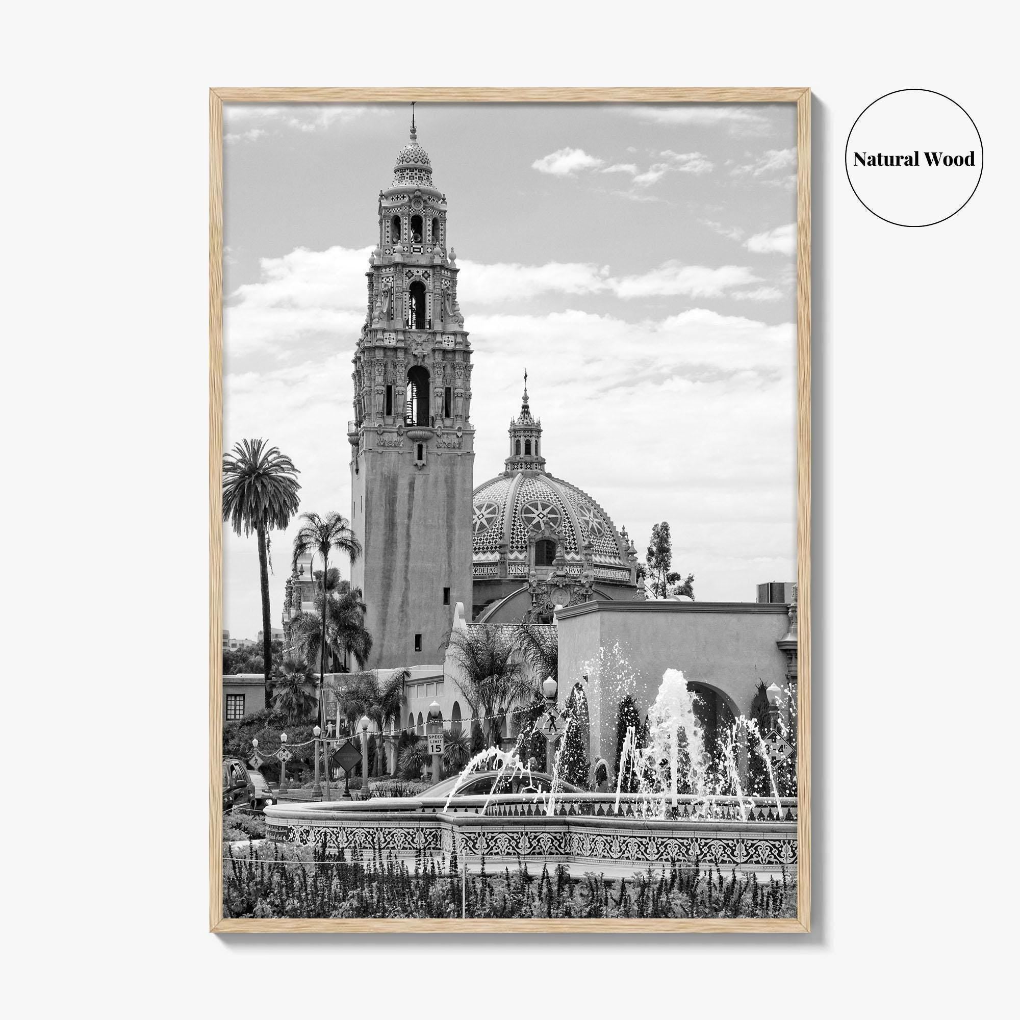Balboa Park Black and White Fine Art Photo Print, San Diego Fountain, California Poster