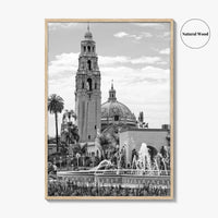 Balboa Park Black and White Fine Art Photo Print, San Diego Fountain, California Poster