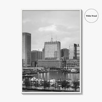 Baltimore Skyline Black and White Fine Art Photo Print, Inner Harbor Maryland Poster