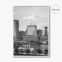 Baltimore Skyline Black and White Fine Art Photo Print, Inner Harbor Maryland Poster