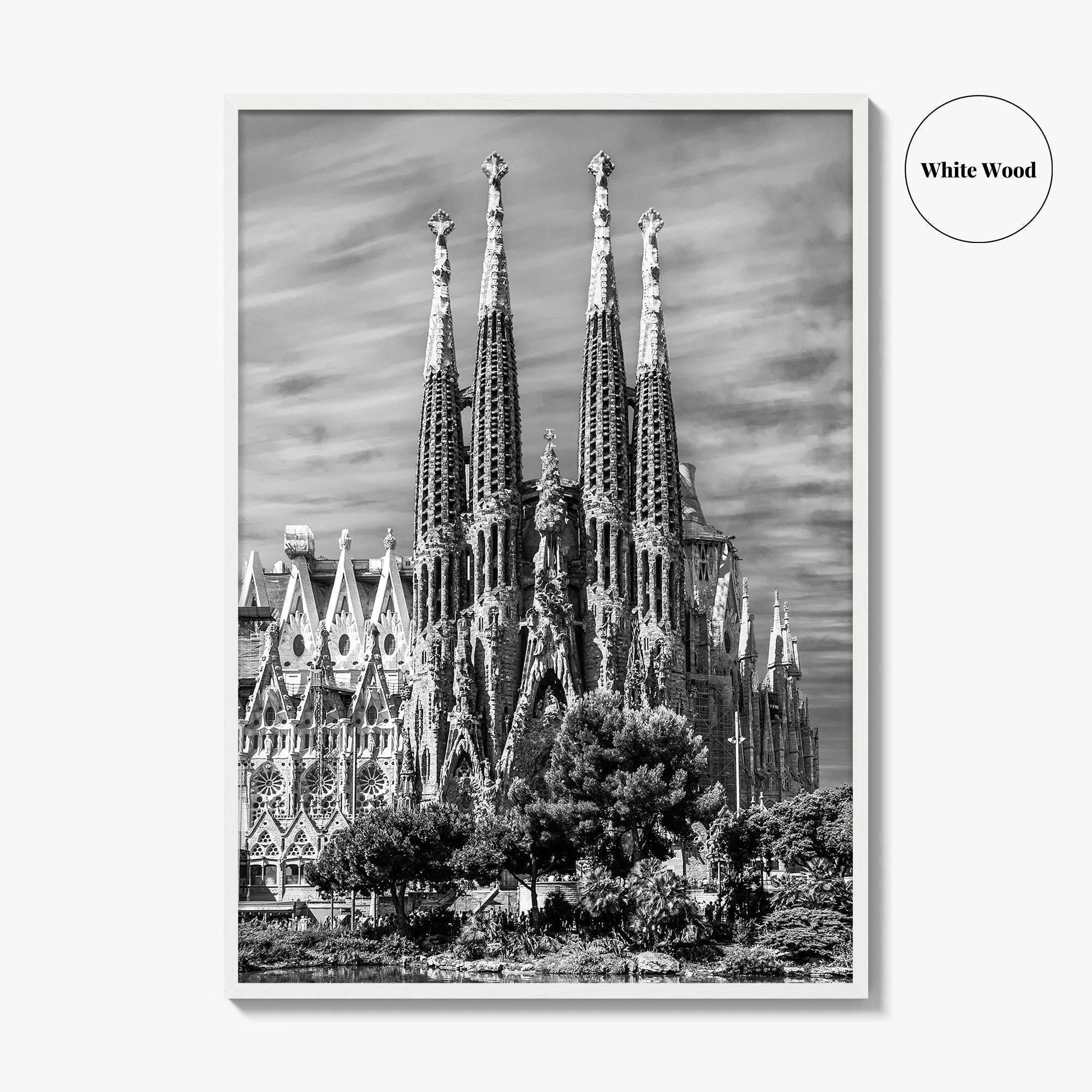 Barcelona Black and White Fine Art Photo Print, Sagrada Familia Gaudi Spain Poster