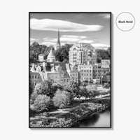 Augusta Skyline Black and White Fine Art Photo Print, Maine USA, Wall Decor Poster