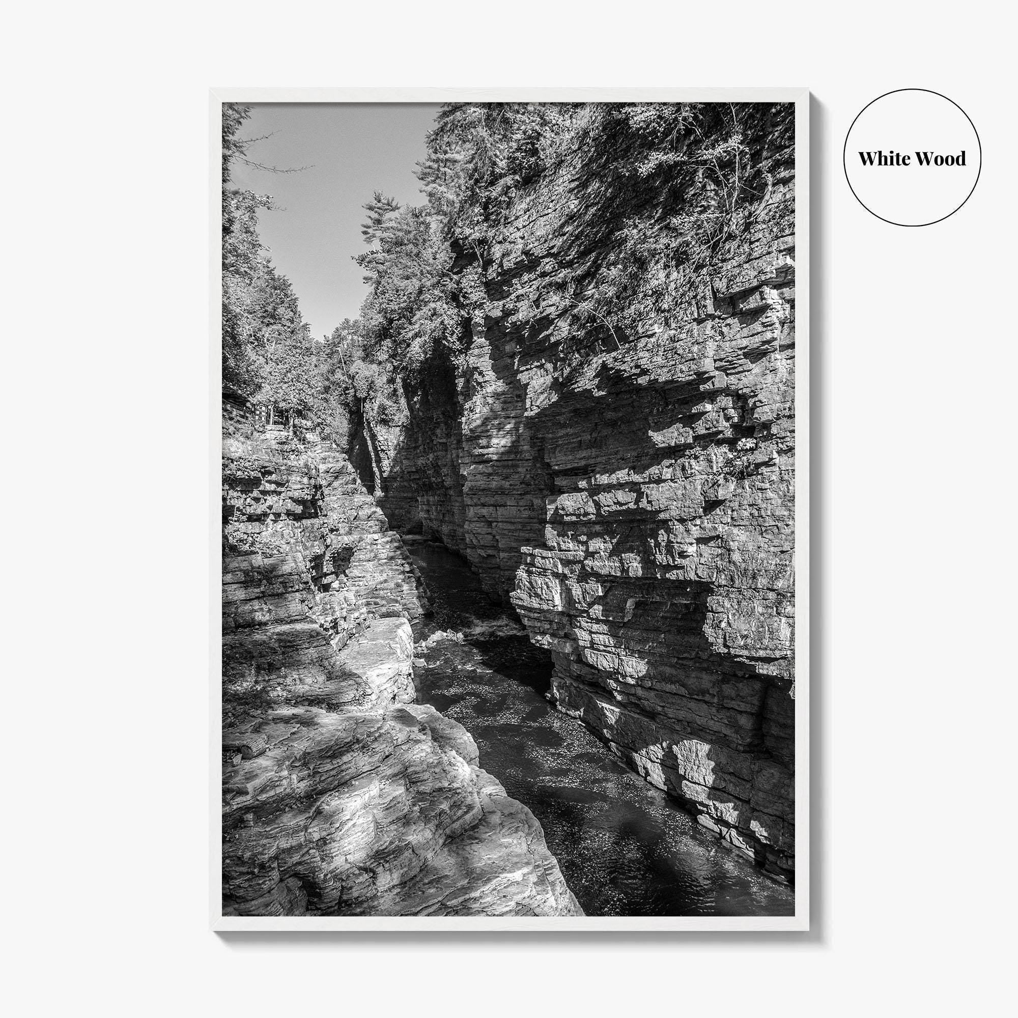 Ausable Chasm Black and White Fine Art Photo Print, Adirondack Mountains New York Poster