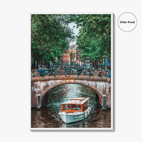 Amsterdam Fine Art Photo Print, Canal Bridge Boat, Netherlands Wall Poster