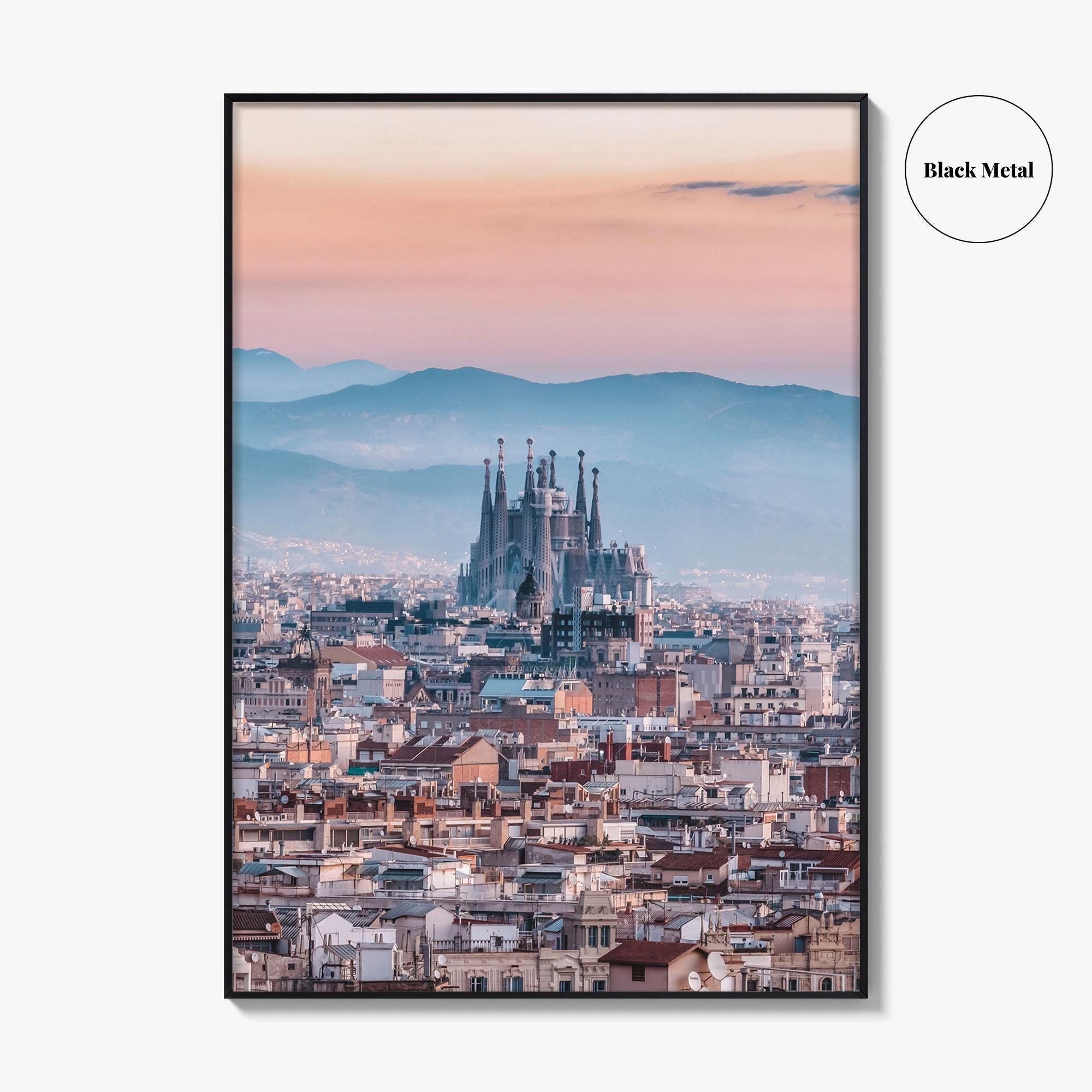 Barcelona Skyline Fine Art Photo Print, Sagrada Familia, Catalonia Spain Wall Decor Poster