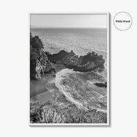Big Sur Black and White Fine Art Photo Print, McWay Falls California Poster