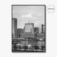 Baltimore Skyline Black and White Fine Art Photo Print, Inner Harbor Maryland Poster