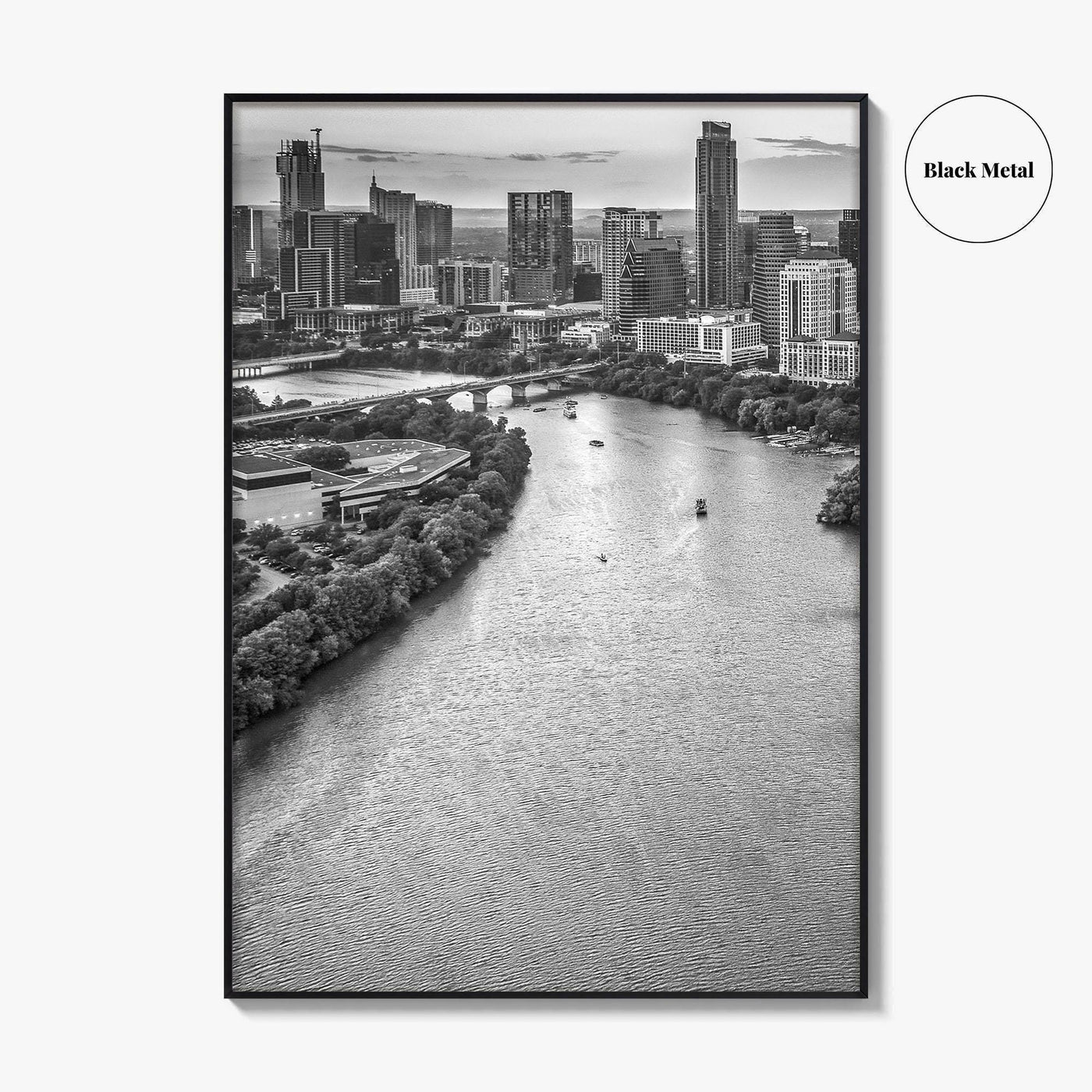 Austin Skyline Black and White Fine Art Photo Print, Texas, USA Poster, Wall Decor