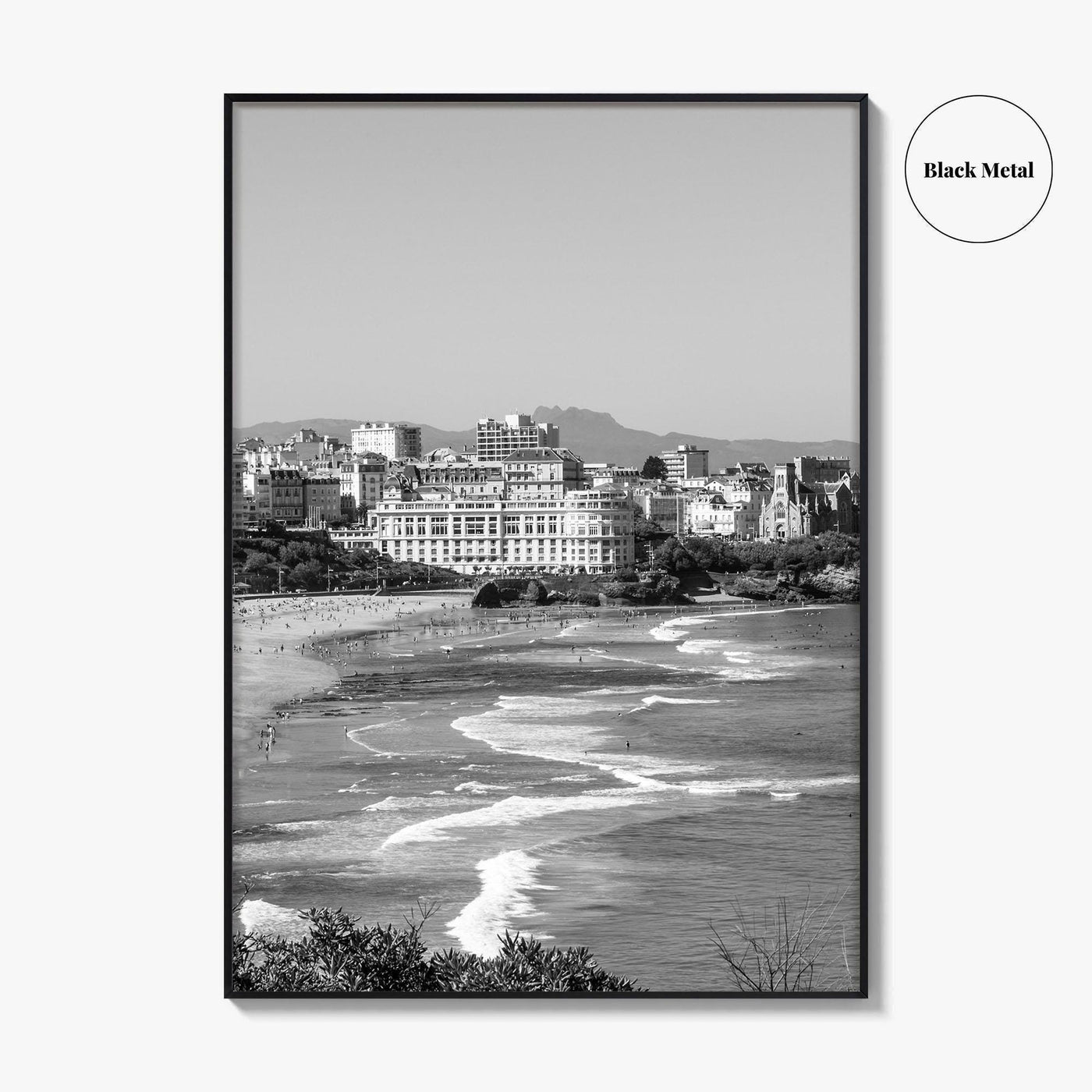 Biarritz Black and White Fine Art Photo Print, Basque France, Grande Plage Poster
