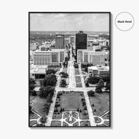 Baton Rouge Skyline Black and White Fine Art Photo Print, Aerial, Louisiana Poster, USA