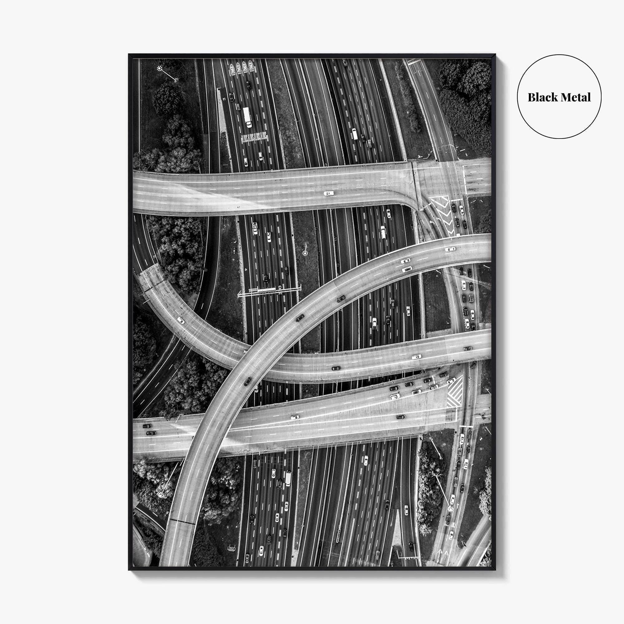 Atlanta Black and White Fine Art Photo Print, Georgia USA Poster, ATL Highway Interchange