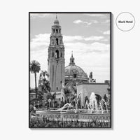 Balboa Park Black and White Fine Art Photo Print, San Diego Fountain, California Poster