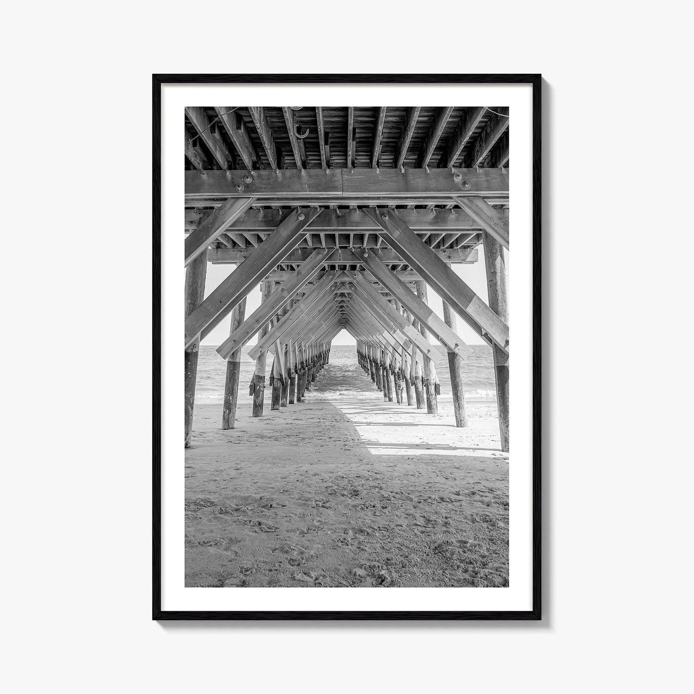 Wrightsville Beach Black and White Fine Art Photo Print, North Carolina Pier Wilmington Poster